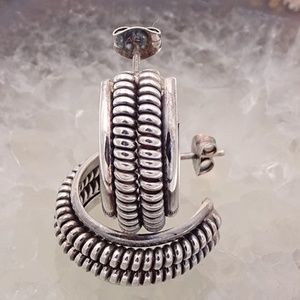 HANDMADE VINTAGE STERLING SILVER HOOP EARRINGS
